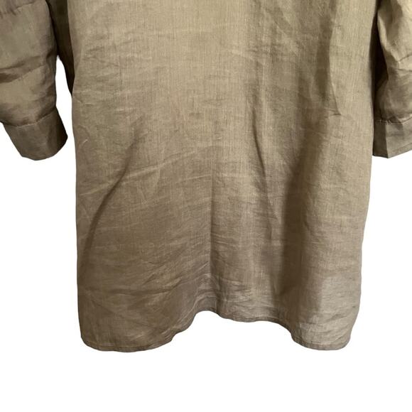 J. Jill 100% Linen Button Down Long Sleeve Tunic Top Tan Brown Lagenlook Size XL - Picture 8 of 12